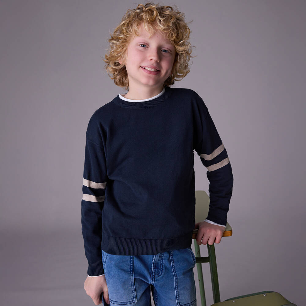 Mayoral Nukutavake-كنزة قطنية مخططة زرقاء للأولاد | Childrensalon Outlet