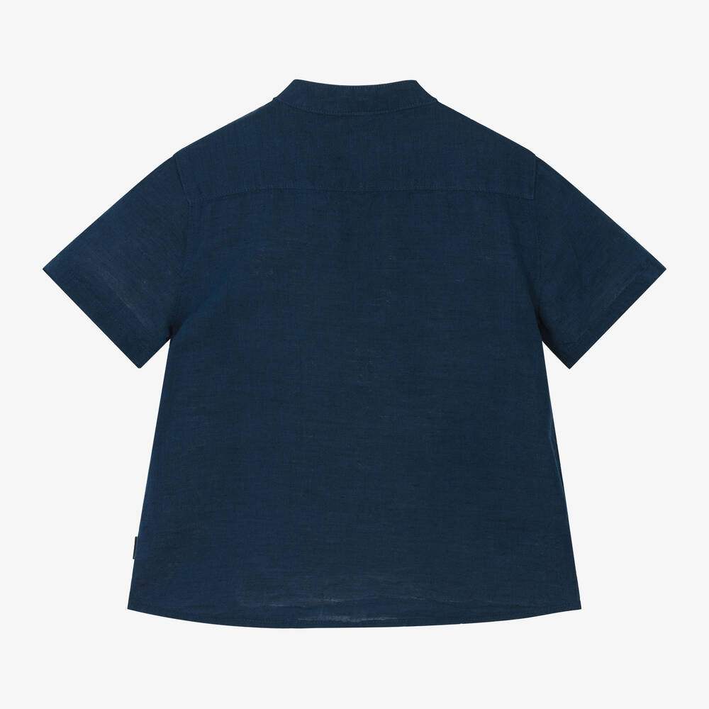 Mayoral-قميص قطن وكتان لون كحلي للأولاد | Childrensalon Outlet