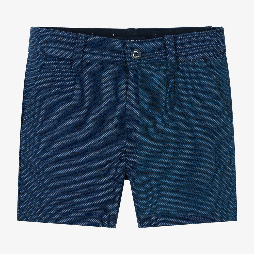 Mayoral - Short bleu marine en coton et lin | Childrensalon