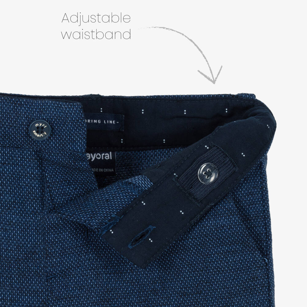 Mayoral-Boys Navy Blue Cotton & Linen Shorts | Childrensalon Outlet