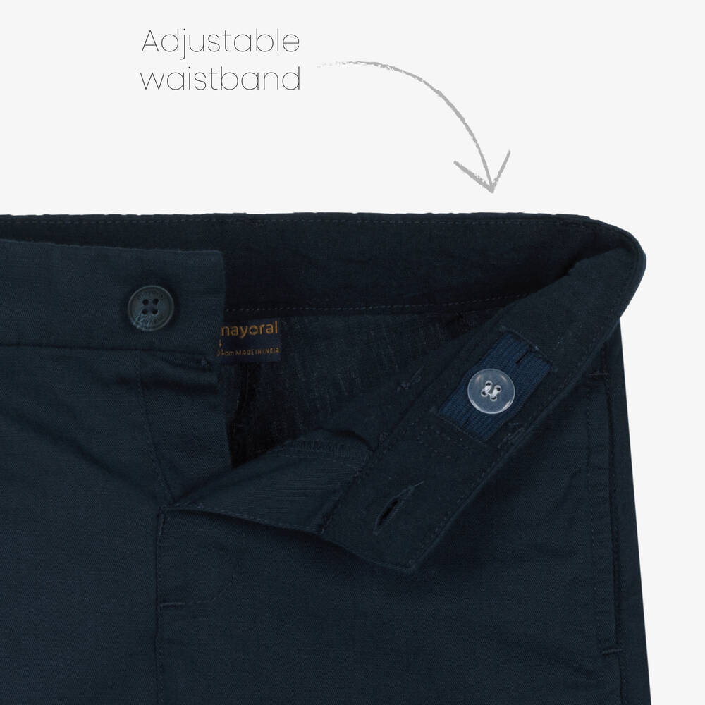 Mayoral-Boys Navy Blue Cotton & Linen Shorts Set | Childrensalon Outlet