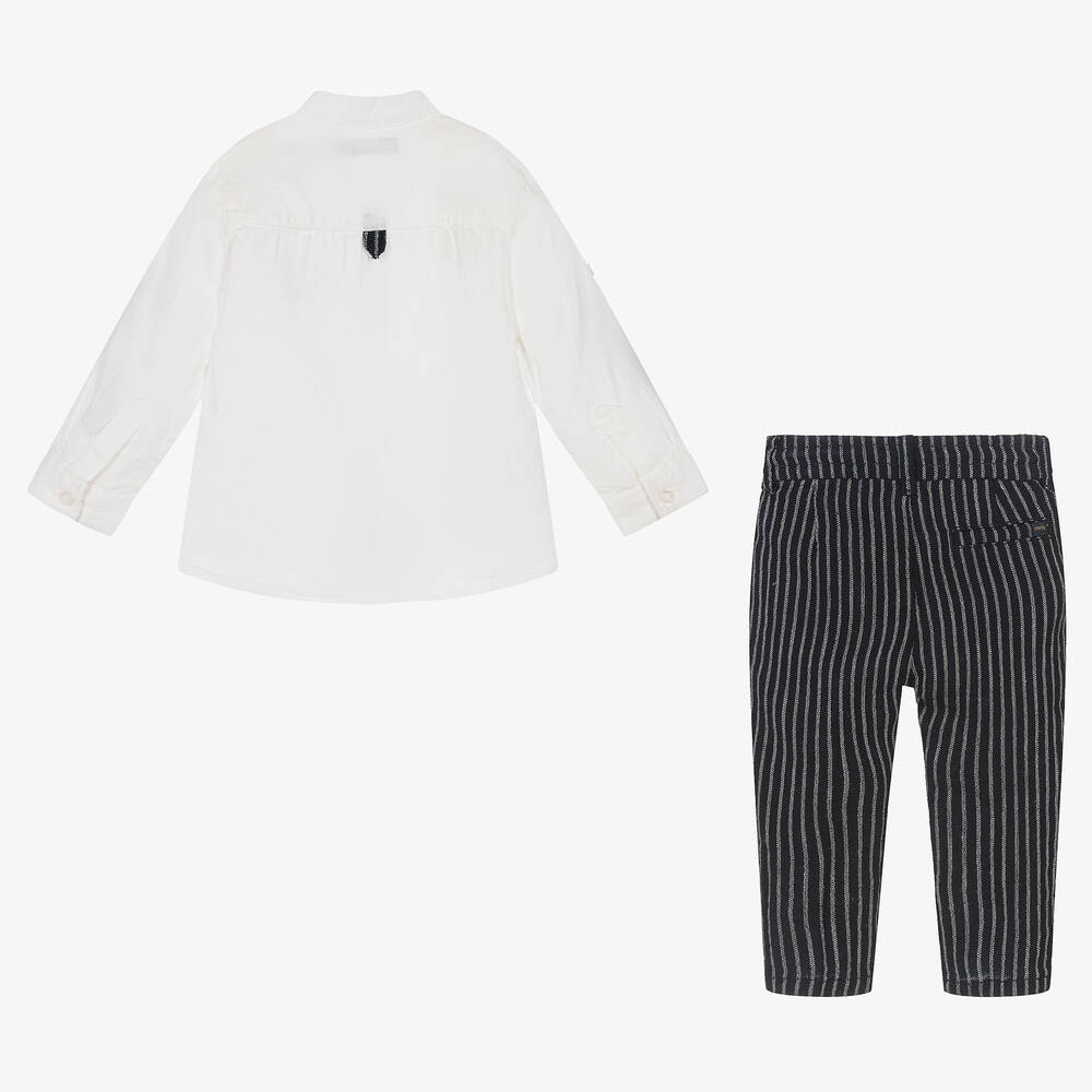 Mayoral-Рубашка и синие брюки из хлопка и льна | Childrensalon Outlet