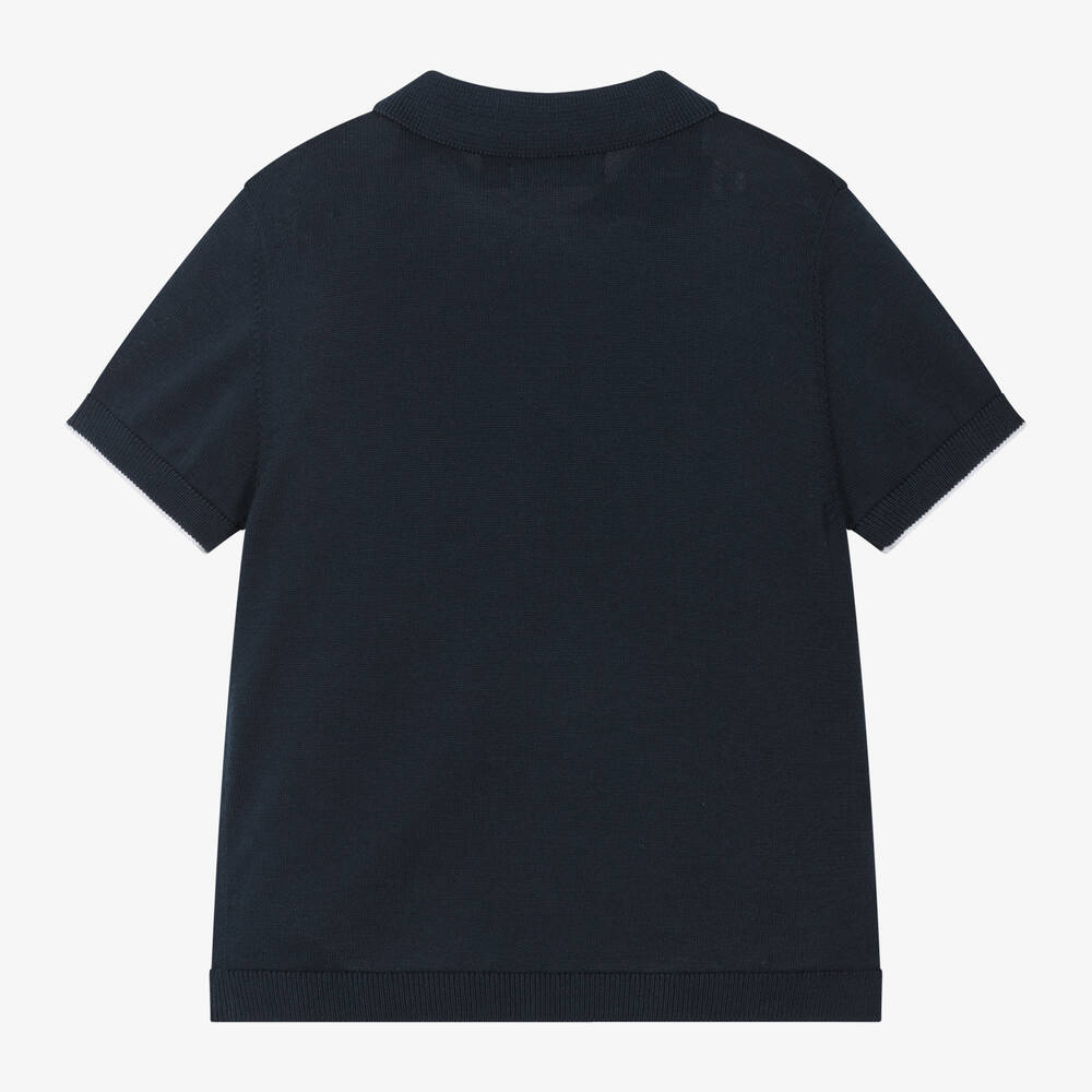 Mayoral-Boys Navy Blue Cotton Polo Shirt | Childrensalon Outlet