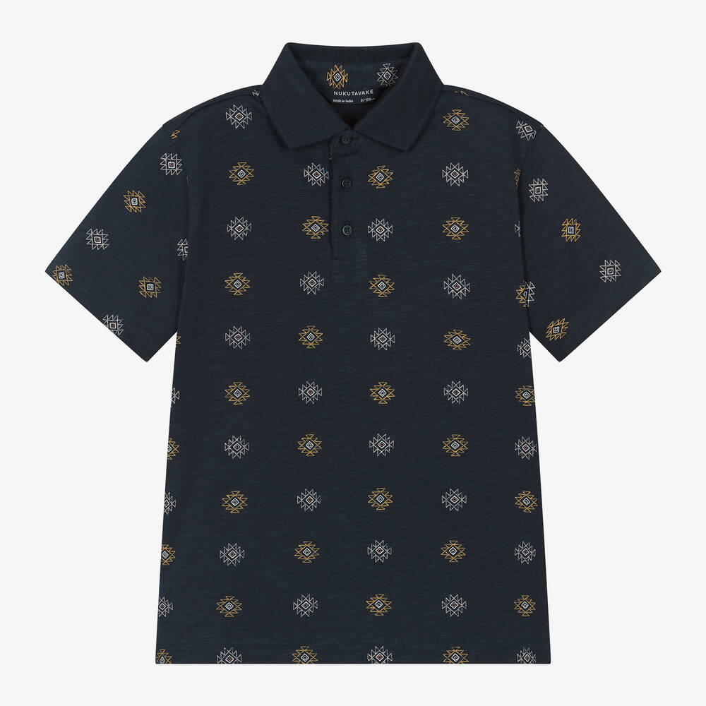 Mayoral Nukutavake-Boys Navy Blue Cotton Polo Shirt | Childrensalon Outlet