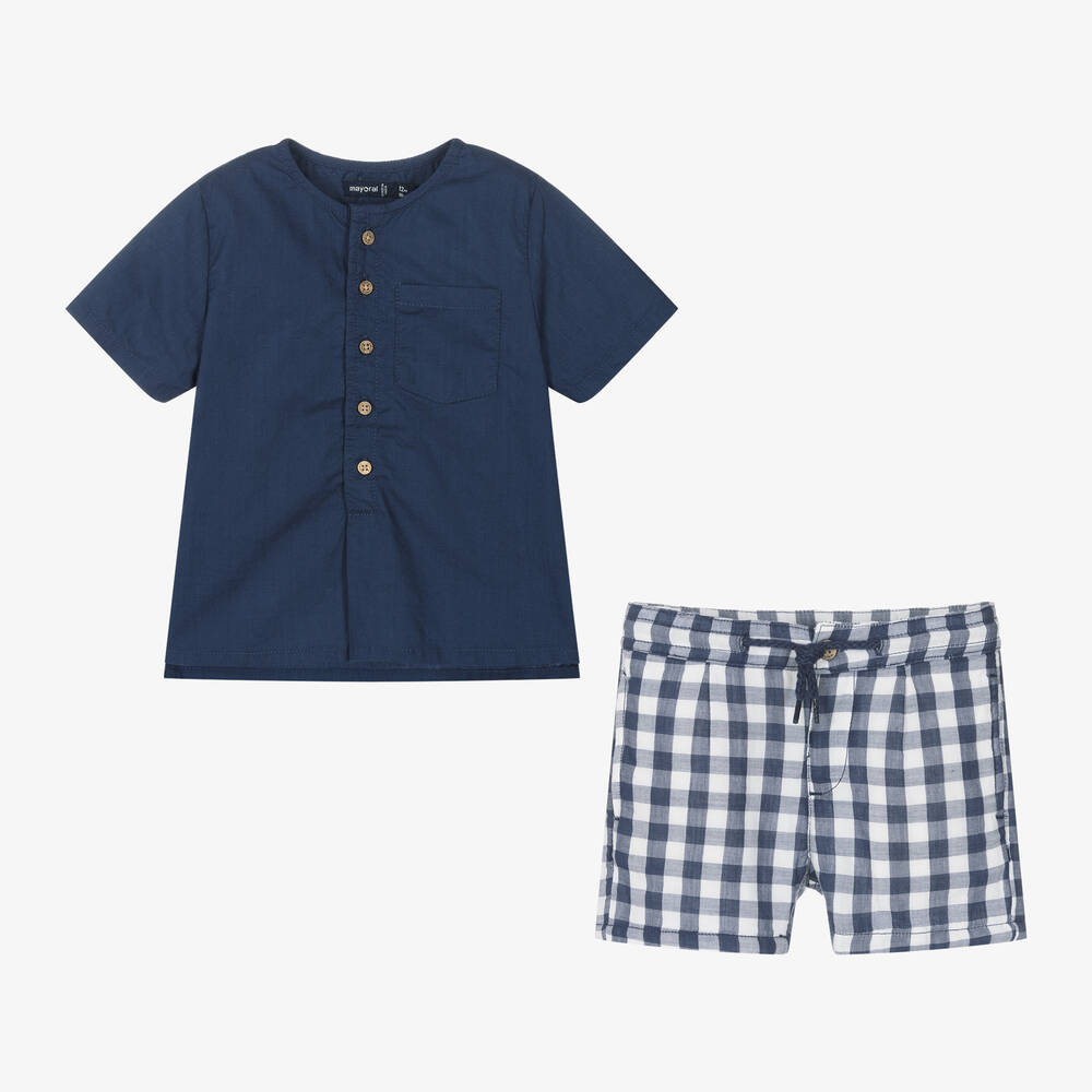 Mayoral-Boys Navy Blue Cotton Shorts Set | Childrensalon Outlet