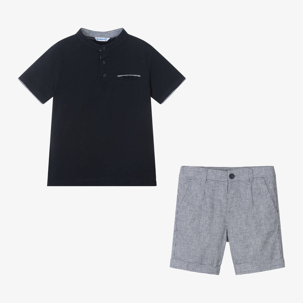 Mayoral-Boys Navy Blue Cotton Shorts Set | Childrensalon Outlet