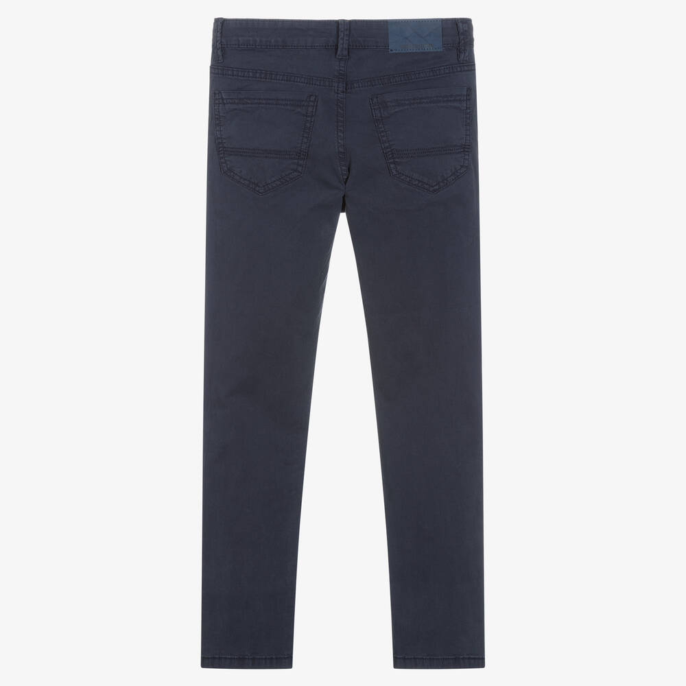 Mayoral-Синие зауженные брюки из хлопка | Childrensalon Outlet