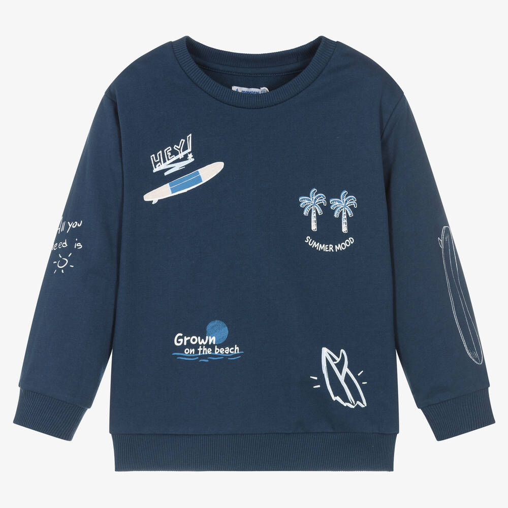 Mayoral - Boys Navy Blue Cotton Surf Sweatshirt | Childrensalon