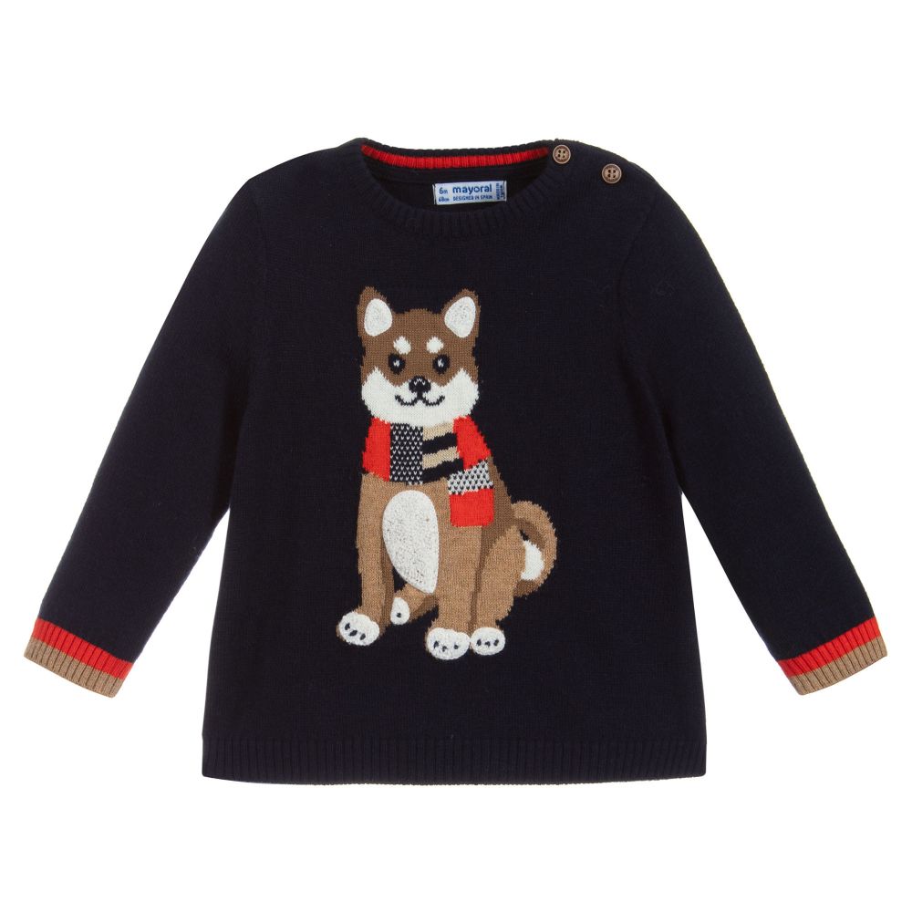 Mayoral-Темно-синий свитер из хлопка для мальчиков | Childrensalon Outlet