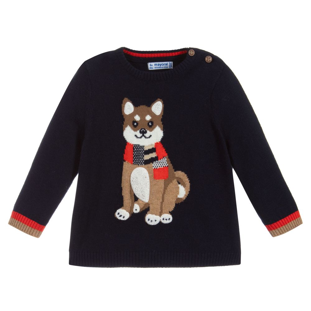 Mayoral - Boys Navy Blue Cotton Sweater | Childrensalon