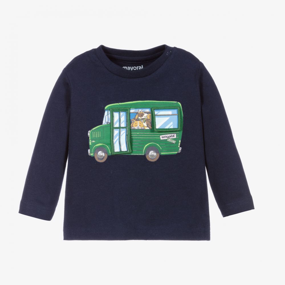 Mayoral - Boys Navy Blue Cotton Top | Childrensalon