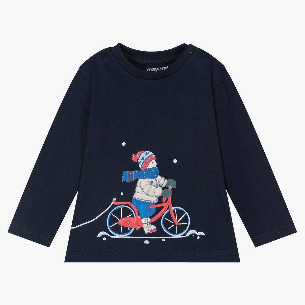 Mayoral - Boys Navy Blue Cotton Top | Childrensalon