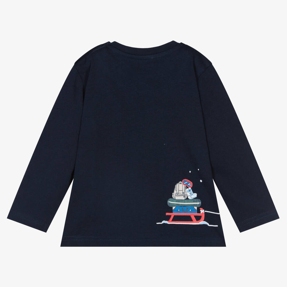 Mayoral-Boys Navy Blue Cotton Top | Childrensalon Outlet