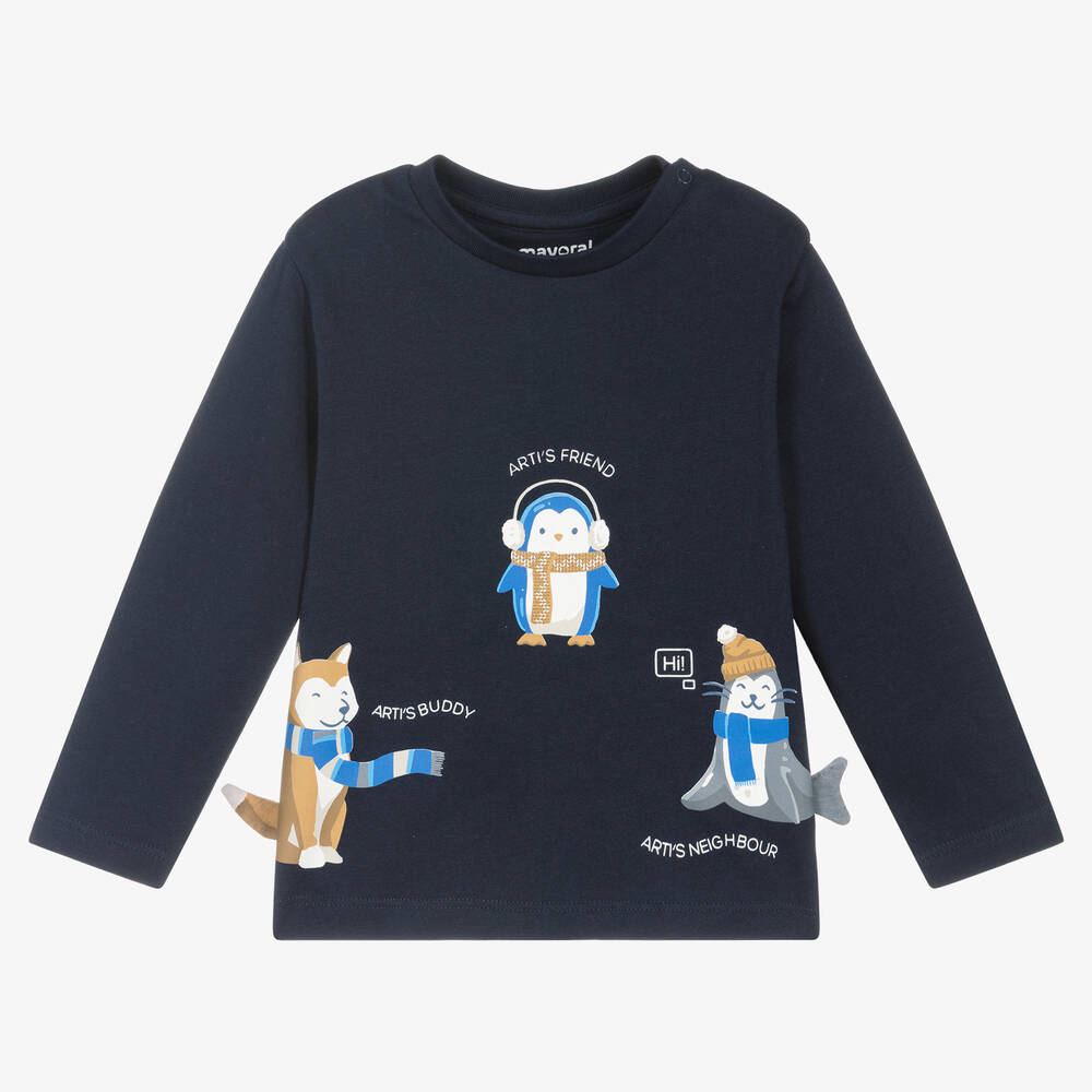 Mayoral - Boys Navy Blue Cotton Top | Childrensalon