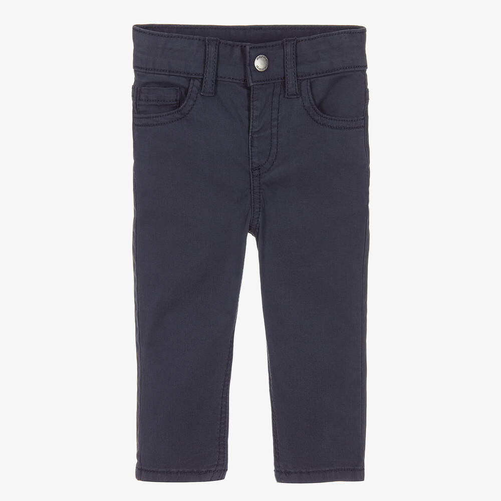 Mayoral - Boys Navy Blue Cotton Twill Trousers | Childrensalon