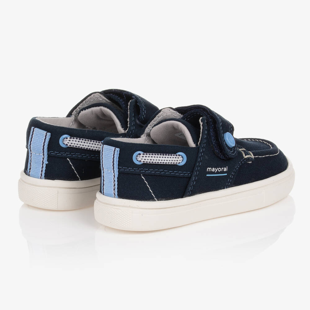 Boys navy deck best sale shoes