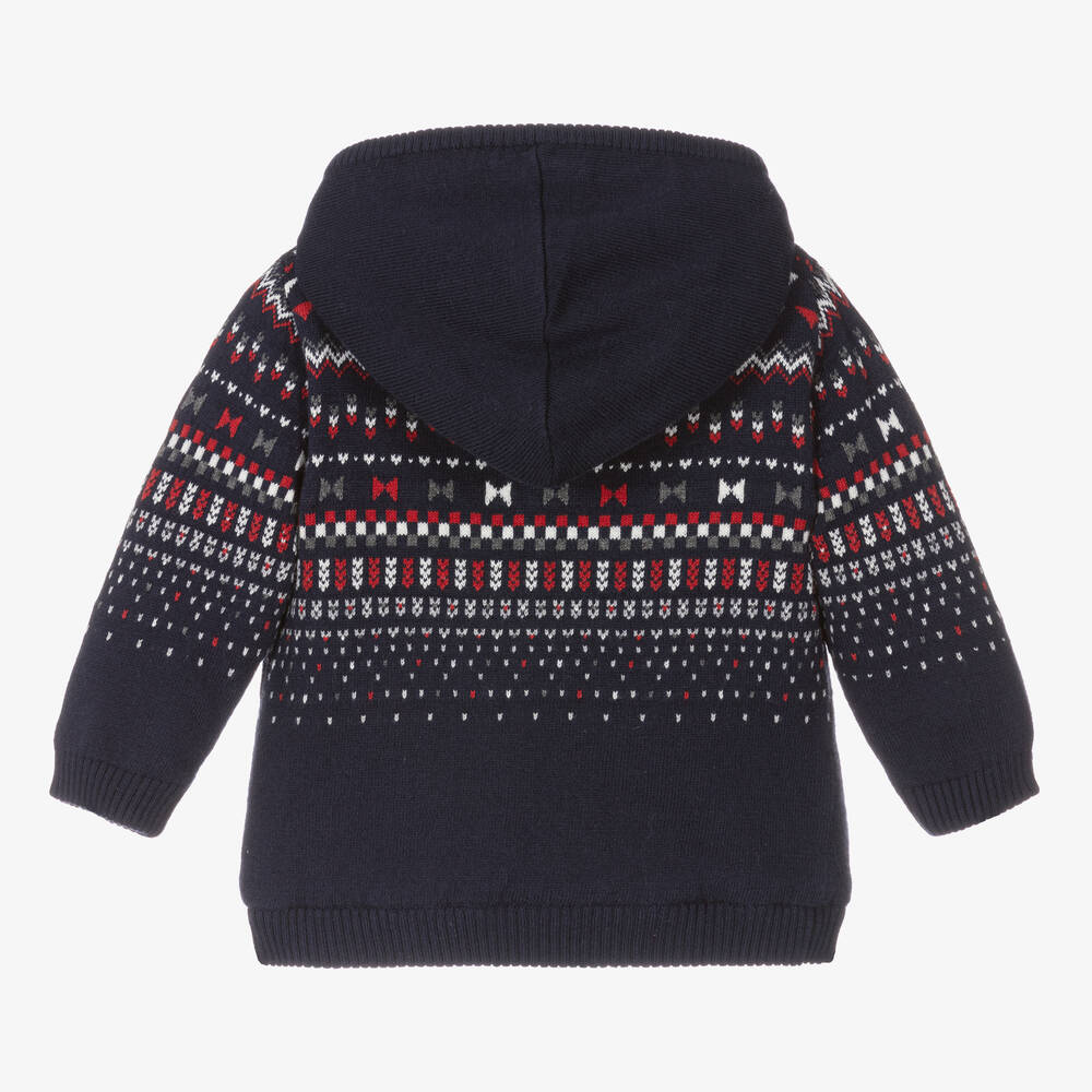 Mayoral-Boys Navy Blue Fairisle Zip-Up Cardigan | Childrensalon Outlet