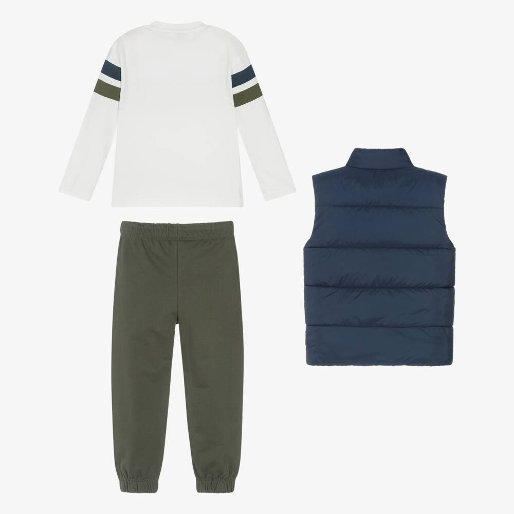 Mayoral-Boys Navy Blue Gilet & Khaki Green Trouser Set | Childrensalon Outlet