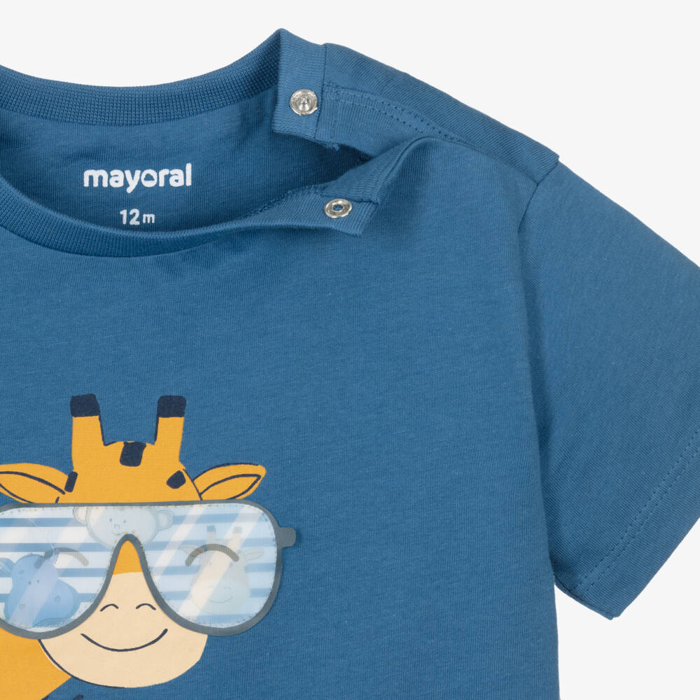 Mayoral-Boys Navy Blue Giraffe T-shirt | Childrensalon Outlet