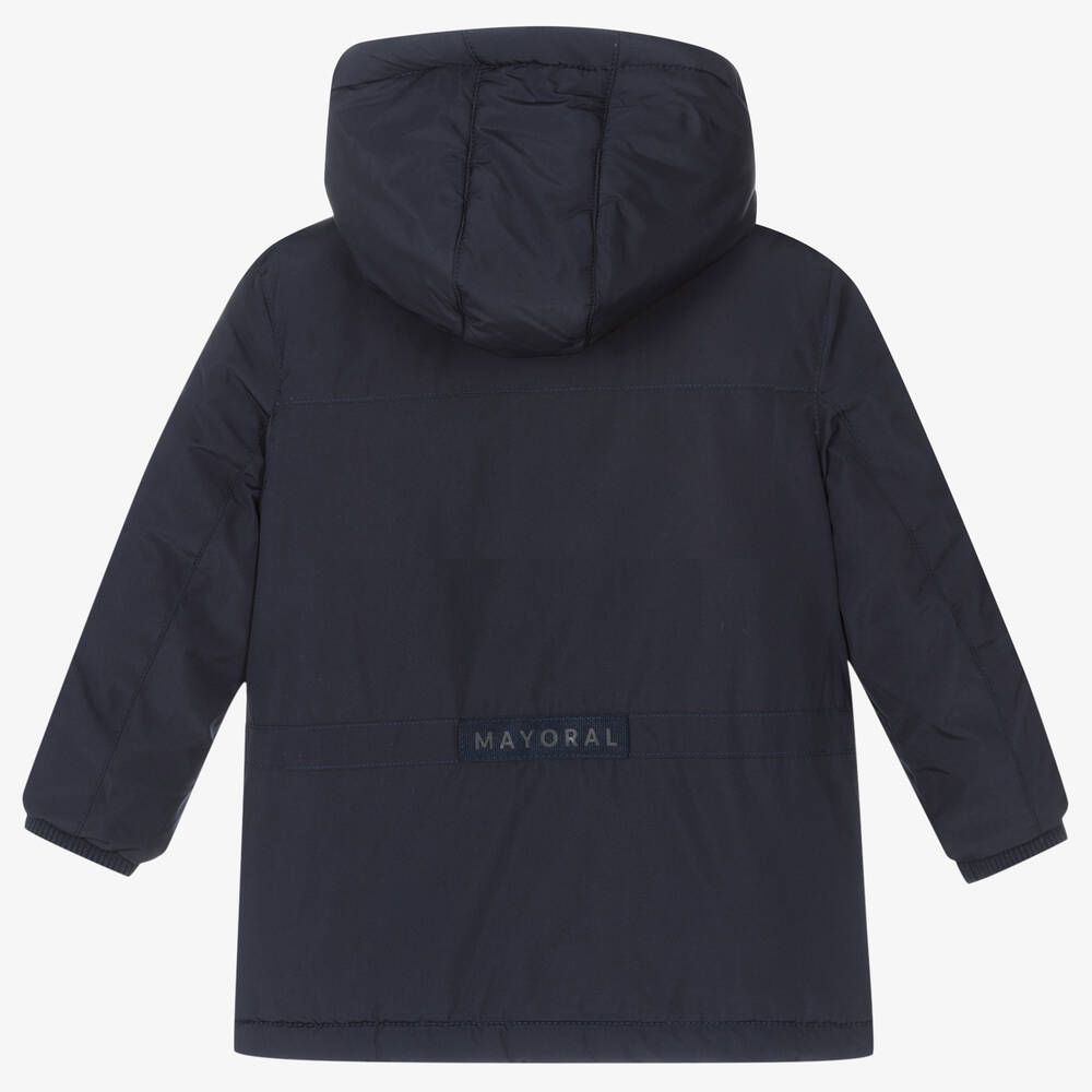 Mayoral-Boys Navy Blue Hooded Coat | Childrensalon Outlet