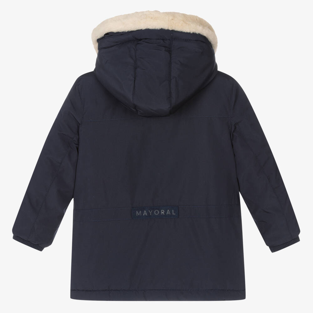 Mayoral-Boys Navy Blue Hooded Coat | Childrensalon Outlet