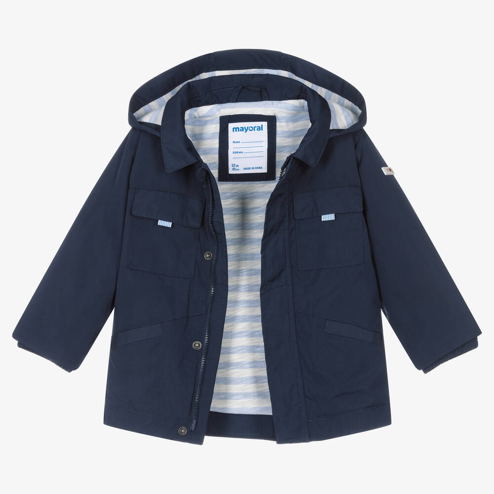 Mayoral-معطف هودي واقي من الرياح أطفال ولادي لون كحلي | Childrensalon Outlet