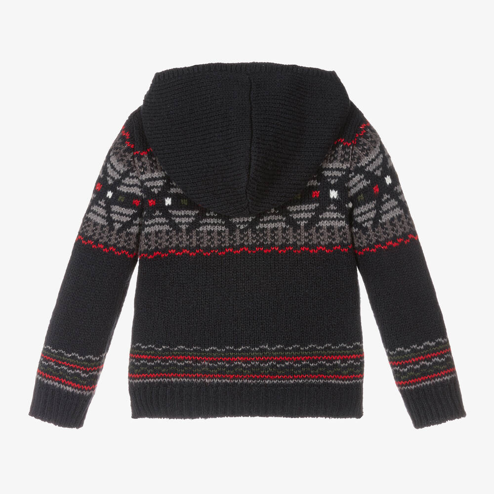 مايورال-كارديغان بسحاب مزيج قطن محبوك لون كحلي للأولاد | Childrensalon Outlet