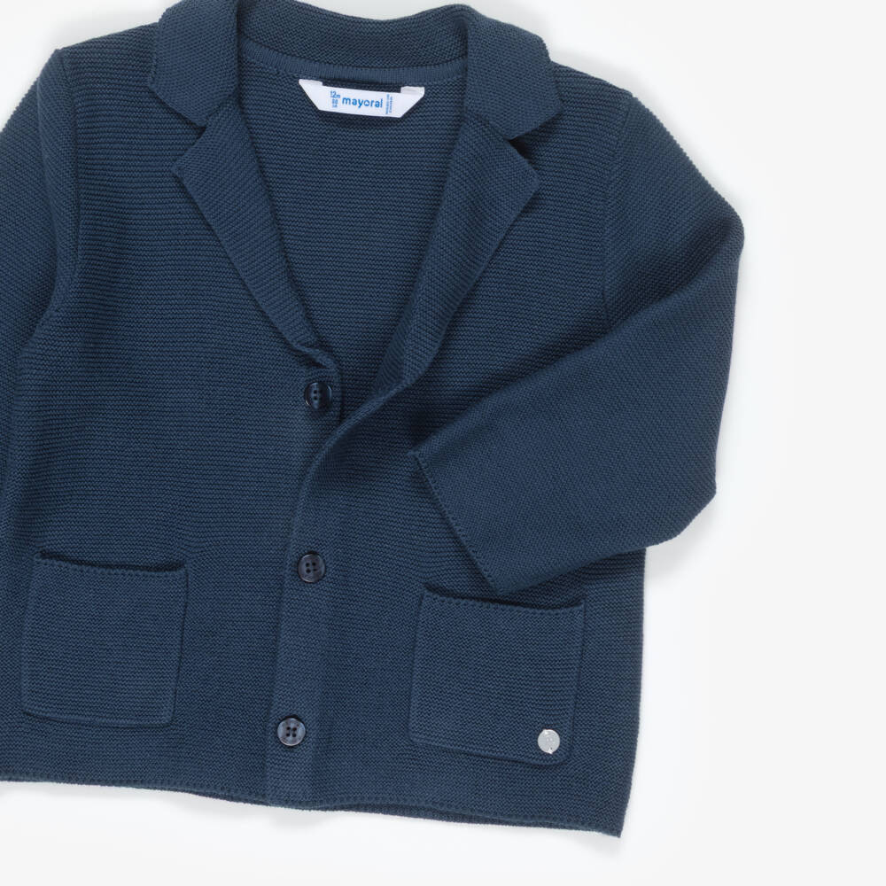 Mayoral-Boys Navy Blue Knit Cardigan | Childrensalon Outlet