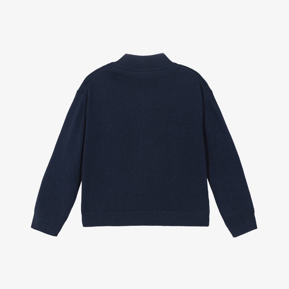 Mayoral-Boys Navy Blue Knit Zip Jacket | Childrensalon Outlet