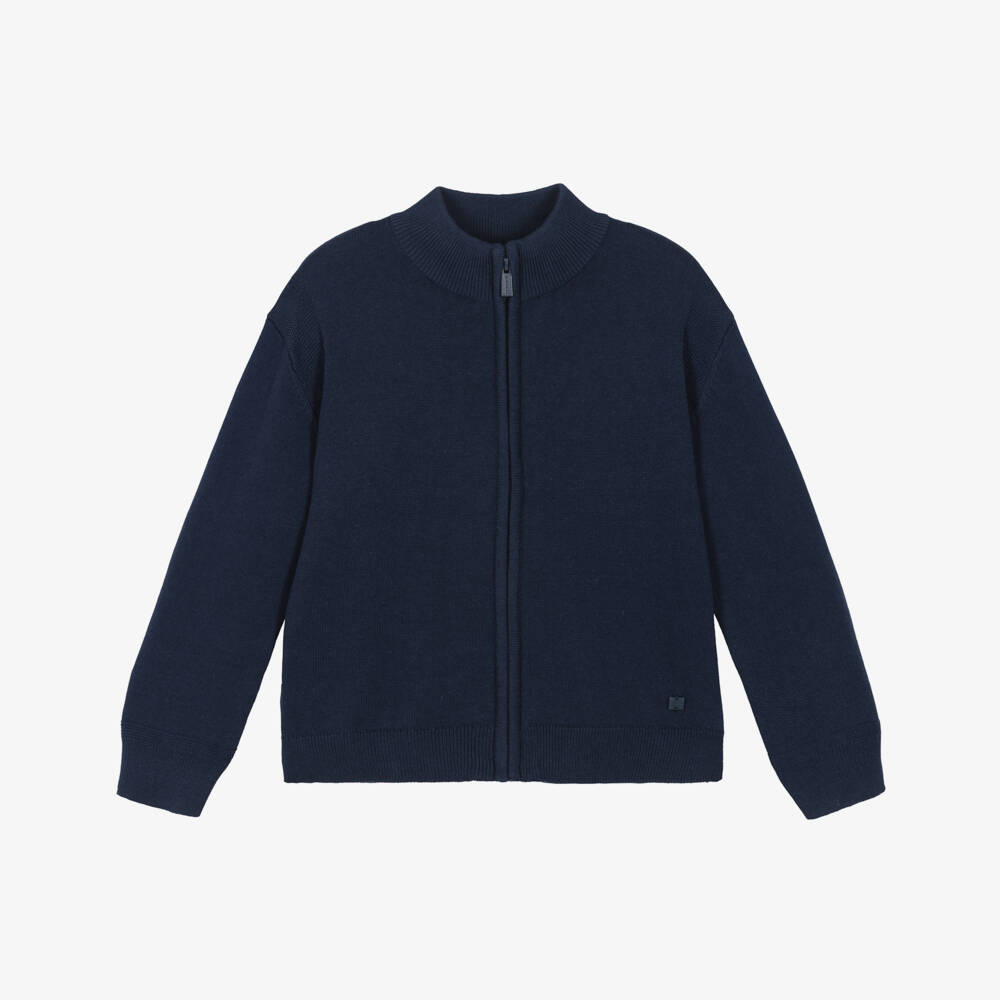 Mayoral-Boys Navy Blue Knit Zip Jacket | Childrensalon Outlet