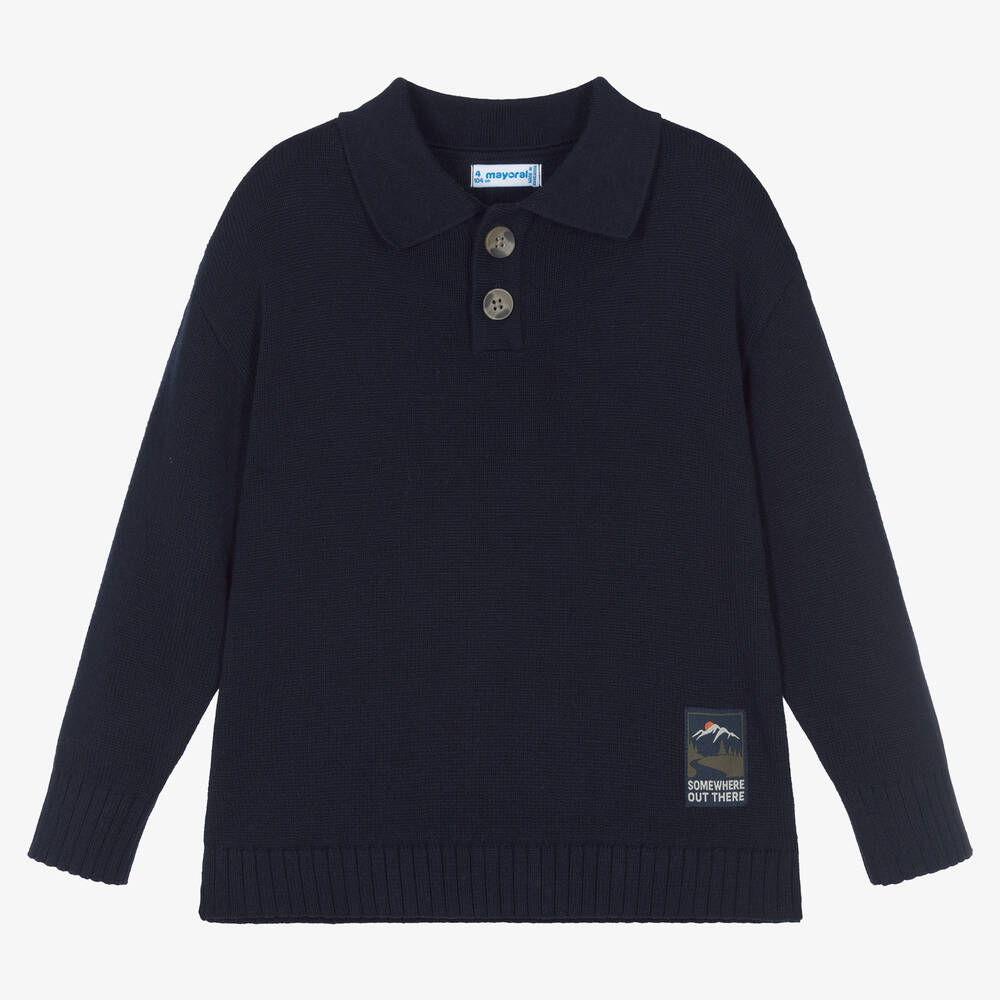 Mayoral - Pull bleu marine en coton Garçon | Childrensalon