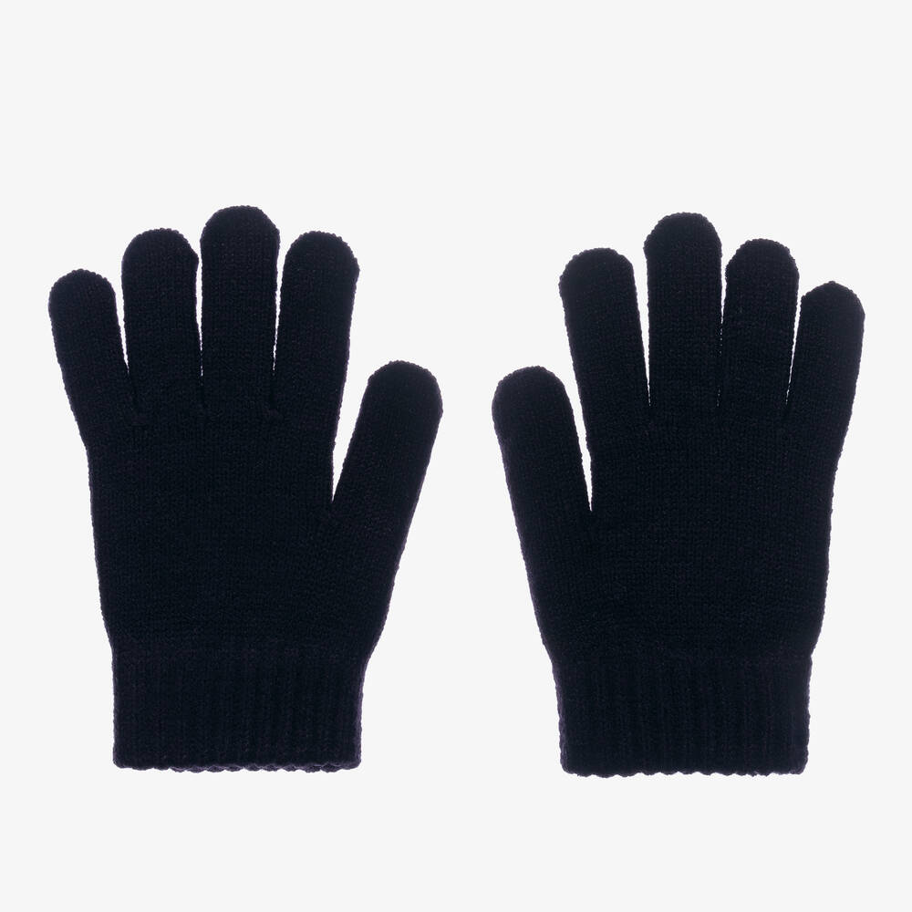 Mayoral - Boys Navy Blue Knitted Gloves | Childrensalon