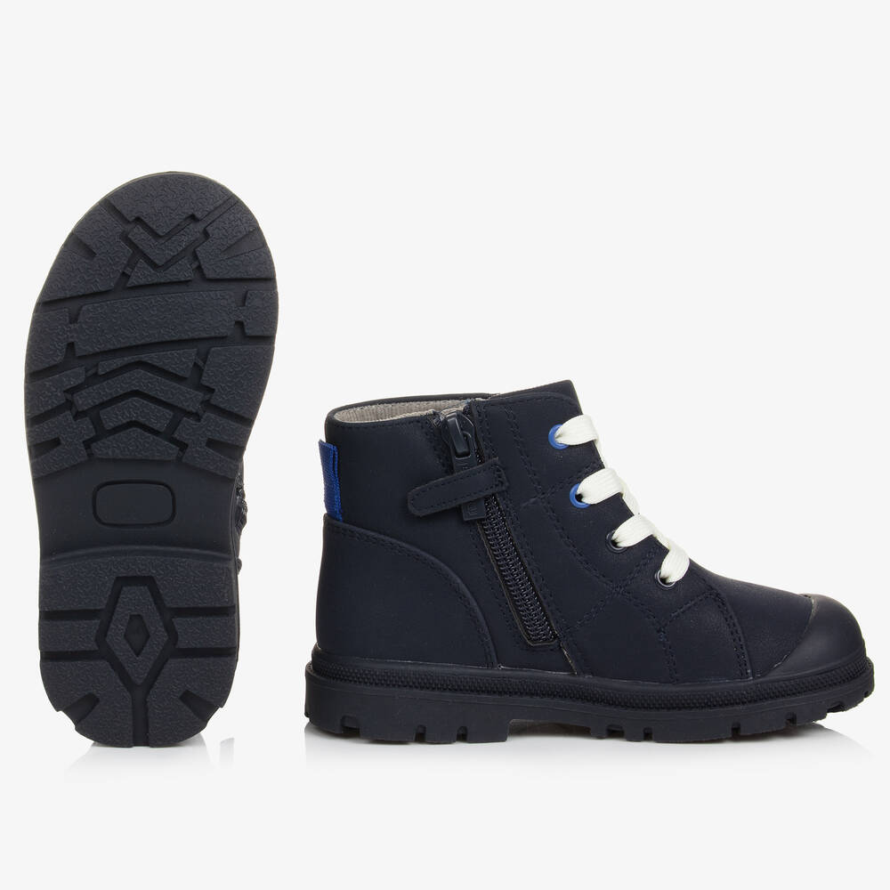 Mayoral-Boys Navy Blue Lace-Up Boots | Childrensalon Outlet