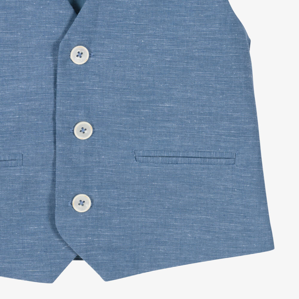 Mayoral-Boys Navy Blue Linen Gilet | Childrensalon Outlet