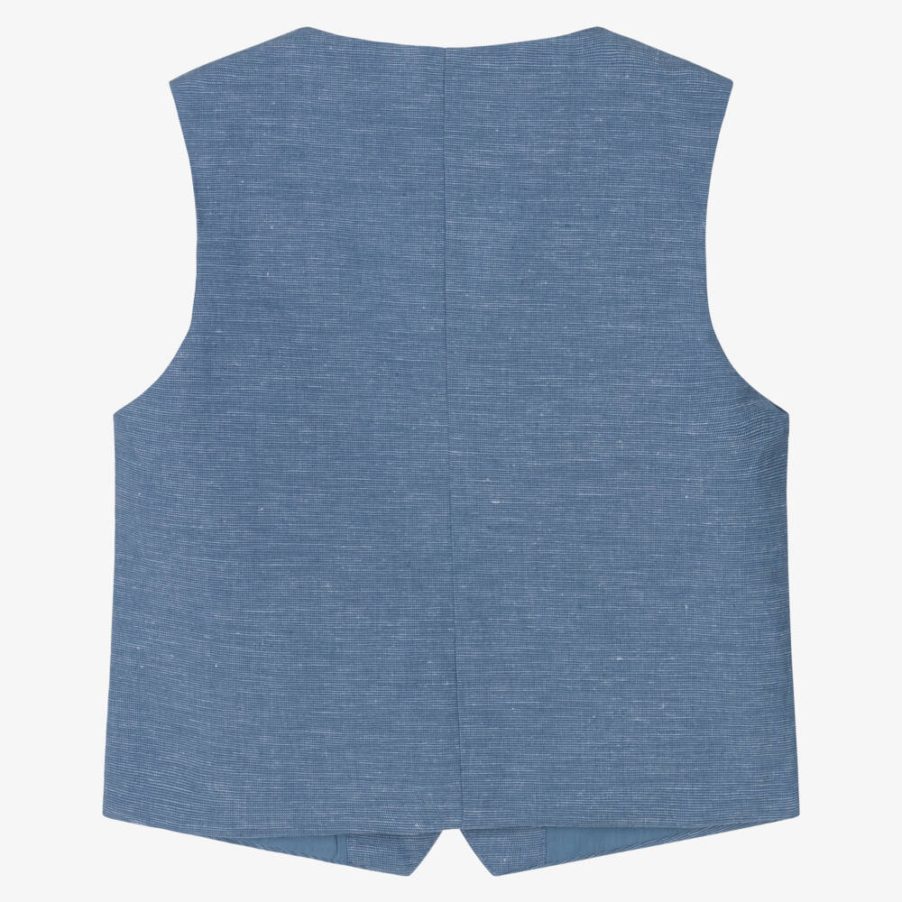 Mayoral-Boys Navy Blue Linen Gilet | Childrensalon Outlet