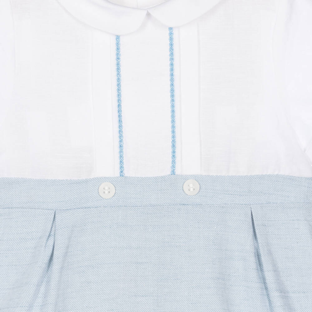 Mayoral Newborn-Boys Navy Blue Linen Romper | Childrensalon Outlet