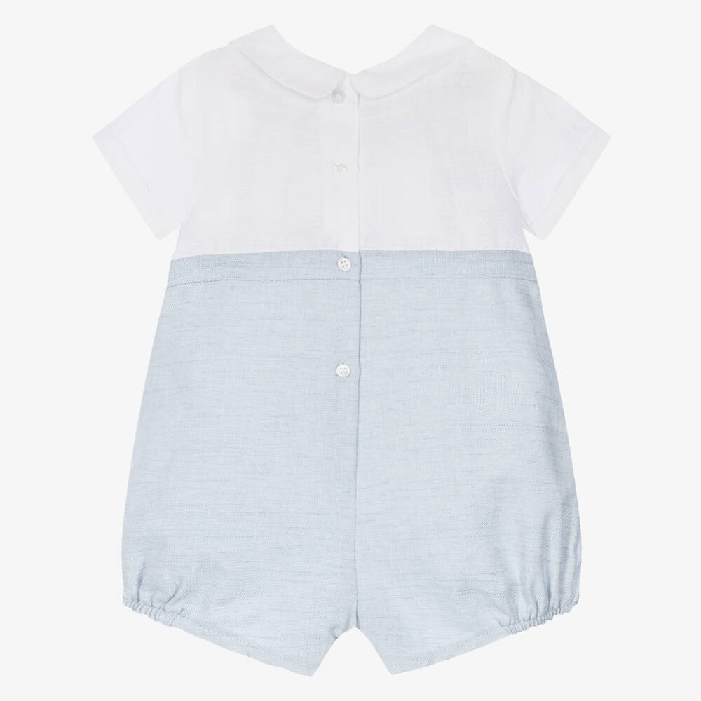 Mayoral Newborn-Boys Navy Blue Linen Romper | Childrensalon Outlet