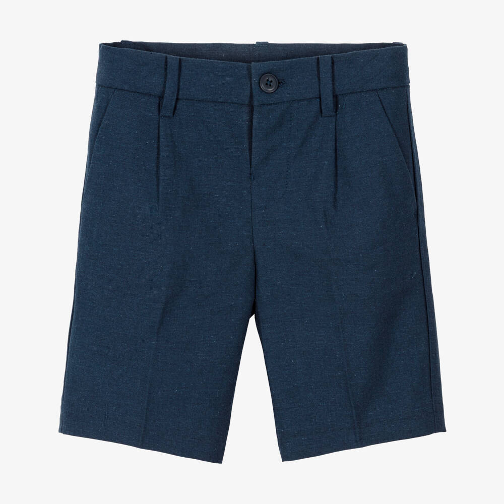 Mayoral-Boys Navy Blue Linen Shorts | Childrensalon Outlet