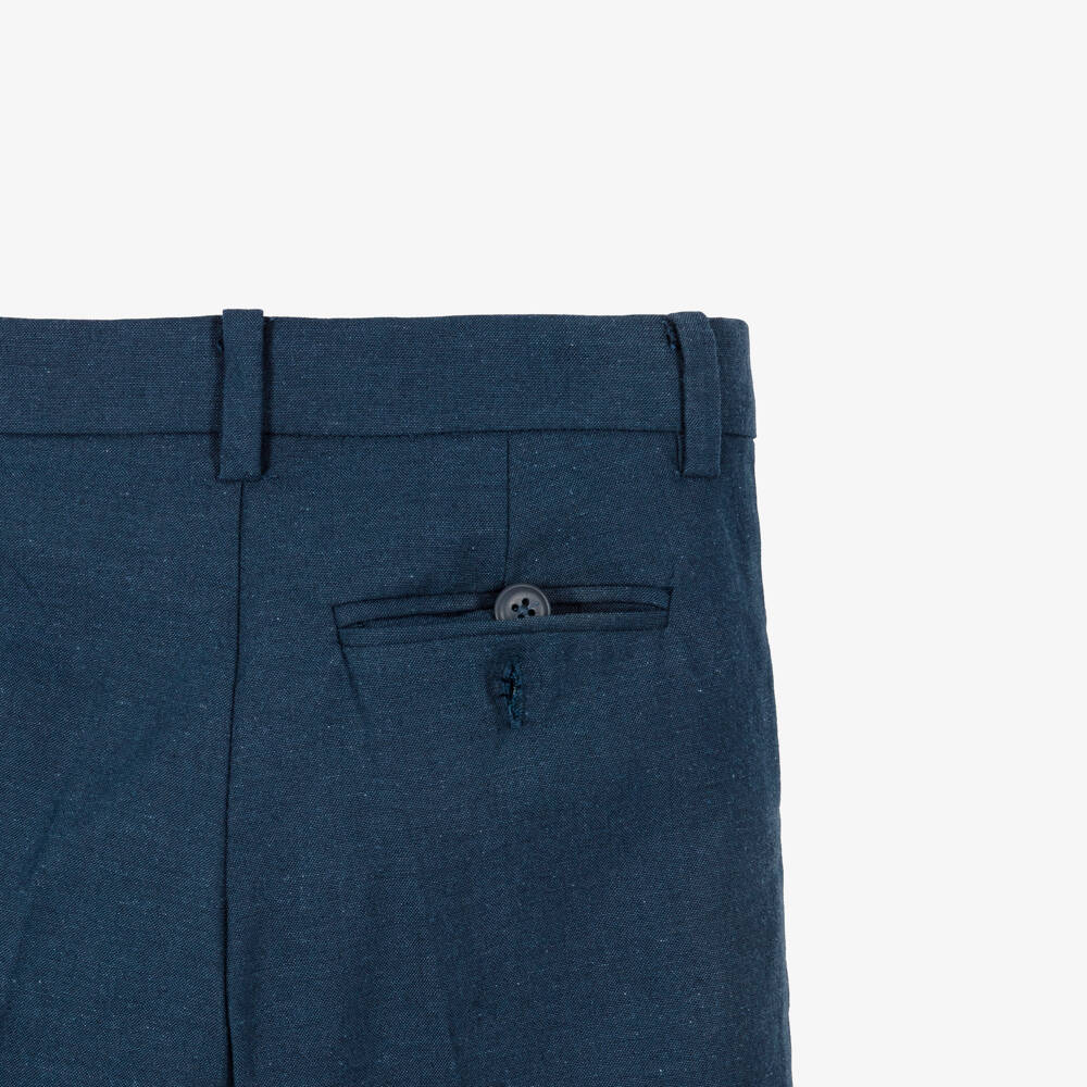Mayoral-Boys Navy Blue Linen Shorts | Childrensalon Outlet