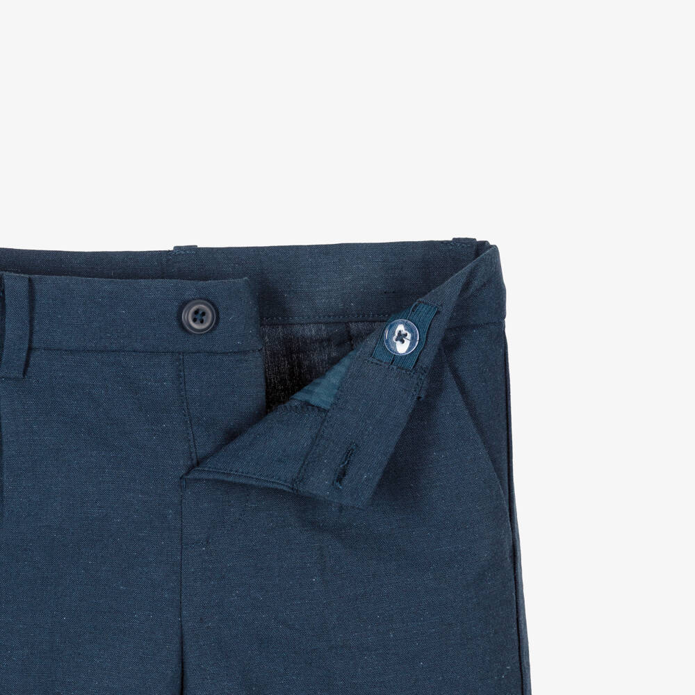 Mayoral-Boys Navy Blue Linen Shorts | Childrensalon Outlet