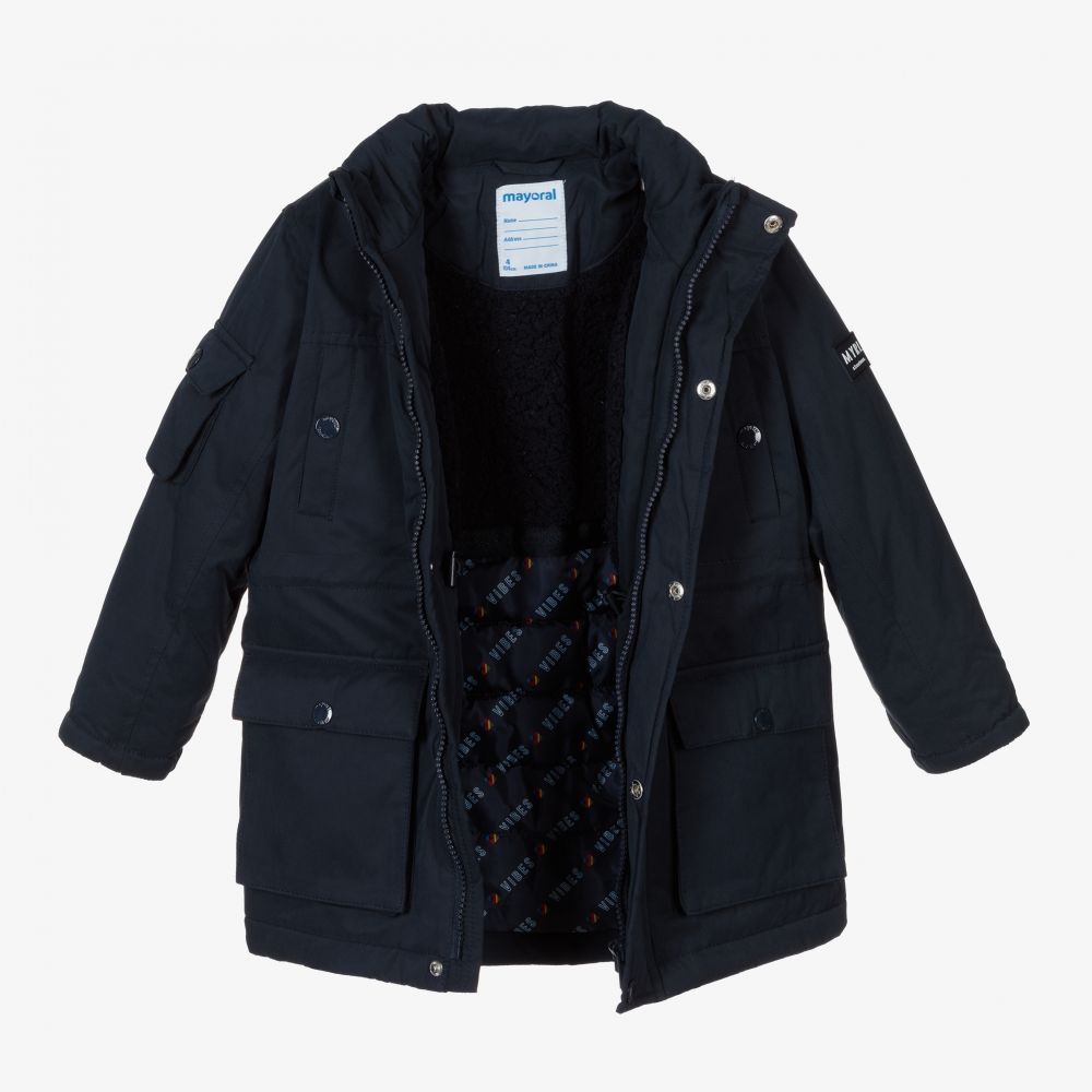 Boys navy parka coat new arrivals