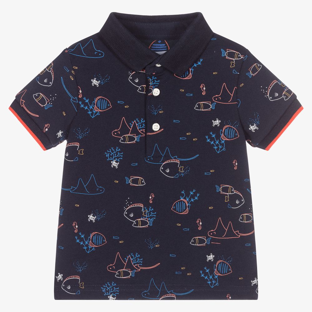 Mayoral - Boys Navy Blue Polo Shirt | Childrensalon