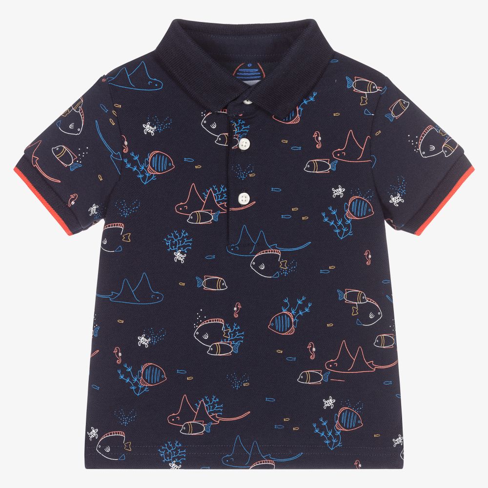 Mayoral-Boys Navy Blue Polo Shirt | Childrensalon Outlet