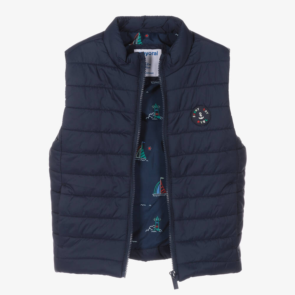 Mayoral-Boys Navy Blue Puffer Gilet | Childrensalon Outlet