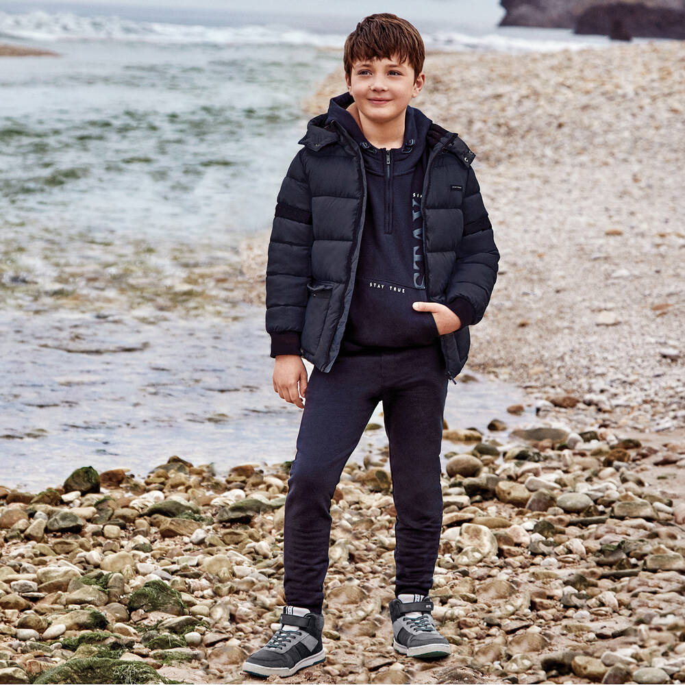Boys navy puffer jacket shop