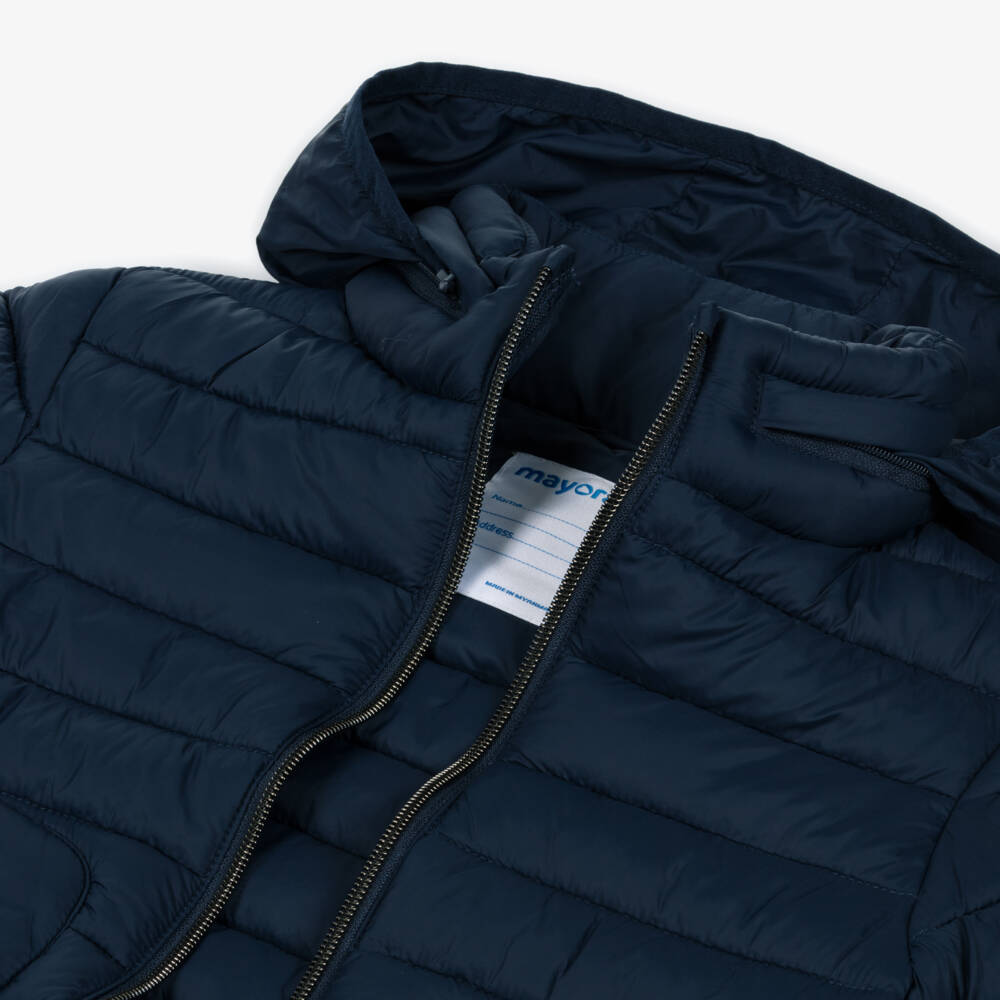 Mayoral-Boys Navy Blue Puffer Jacket with Fold-Away Hood | Childrensalon Outlet