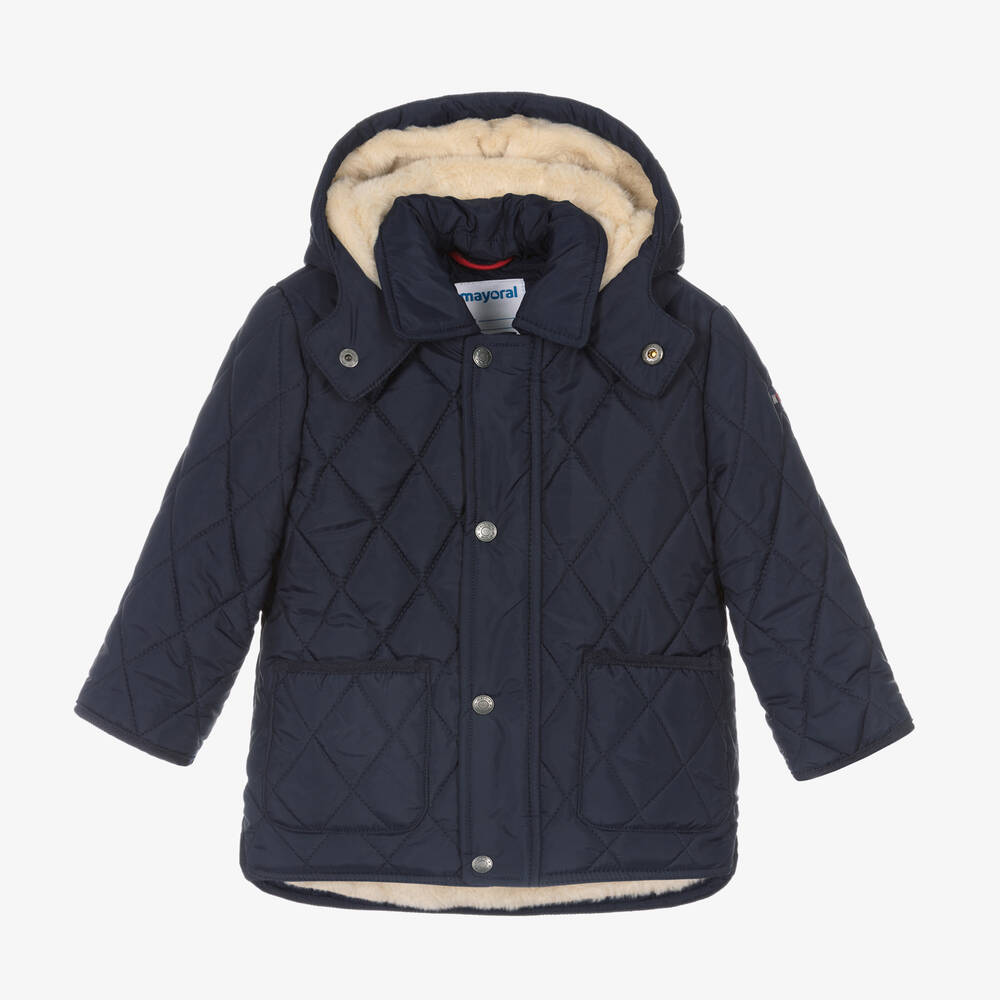 Mayoral - Boys Navy Blue Quilted Coat | Childrensalon