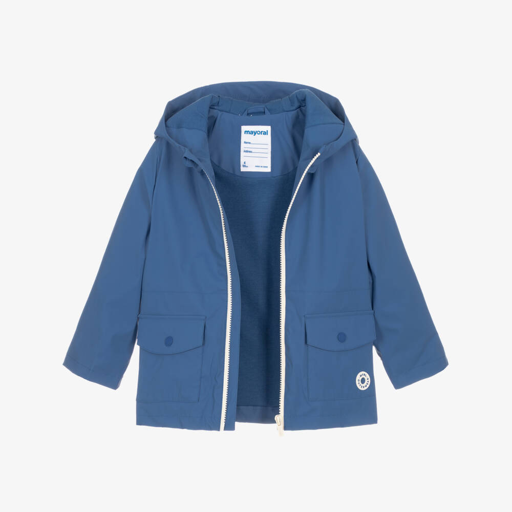 Mayoral-Boys Navy Blue Rain Hooded Jacket | Childrensalon Outlet
