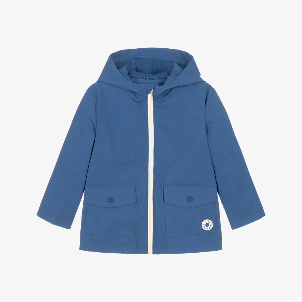 Mayoral-Boys Navy Blue Rain Hooded Jacket | Childrensalon Outlet