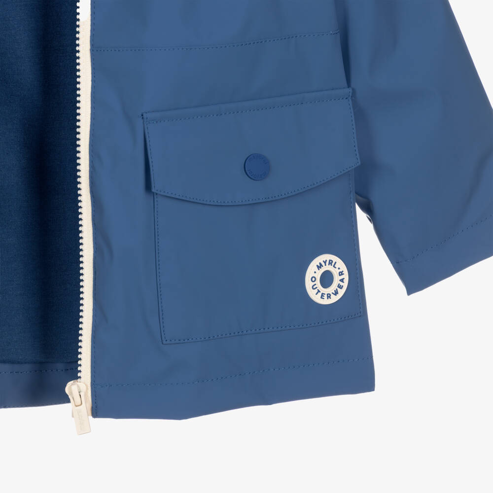 Mayoral-Boys Navy Blue Rain Hooded Jacket | Childrensalon Outlet